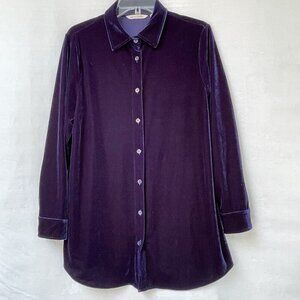 Soft Surroundings Velvet Button Up Tunic Top Womens S Oversized Velour Lagenlook